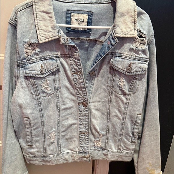 Mudd Jackets & Blazers - Mudd Light Blue Distressed Denim Jacket